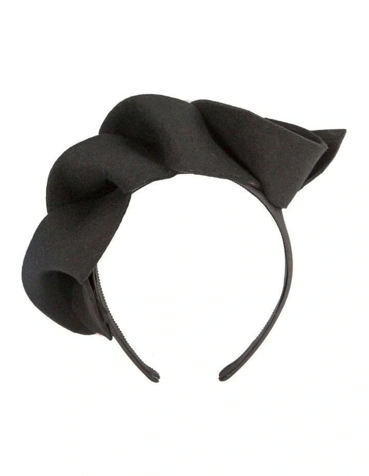 Twisted black felt winter racing fascinator by Max Alexander J438B image 1