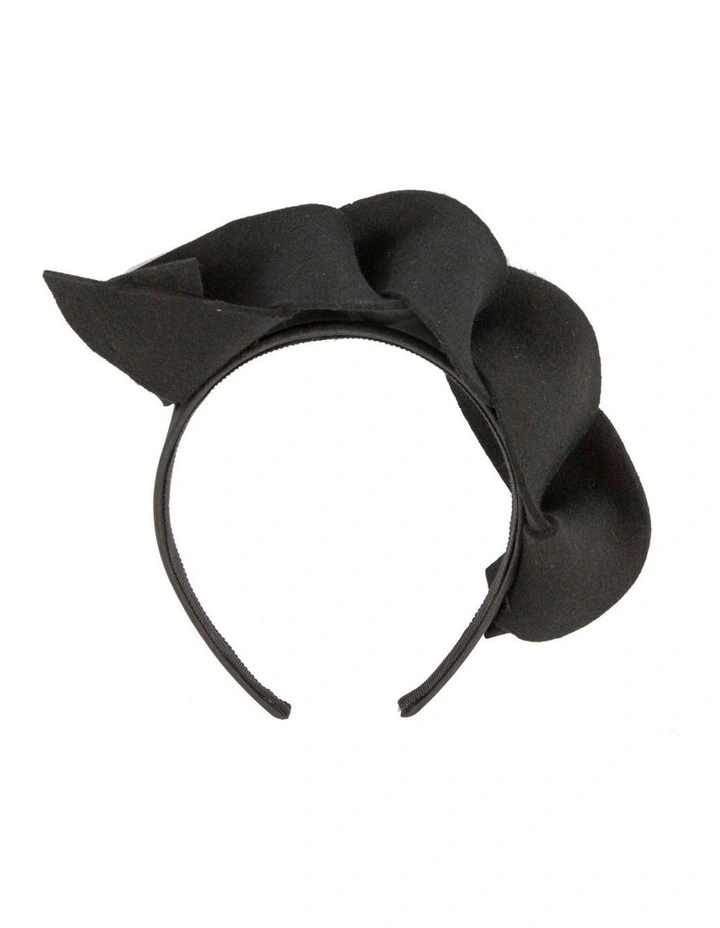Twisted black felt winter racing fascinator by Max Alexander J438B image 3
