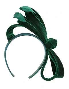 Green velvet bow racing fascinator by Max Alexander J446GRN