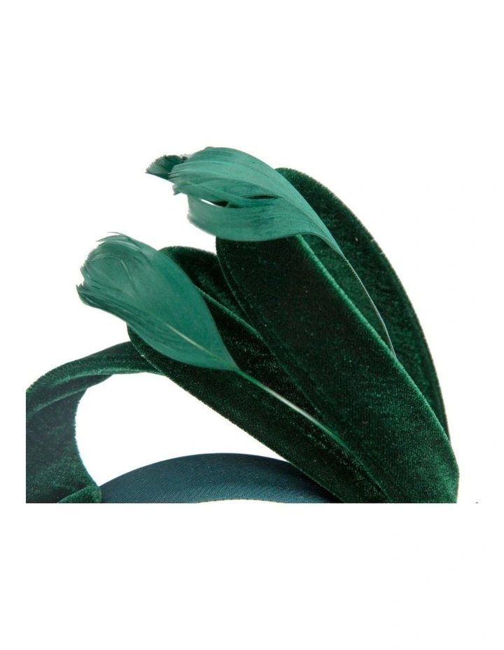 Green velvet bow racing fascinator by Max Alexander J446GRN image 2