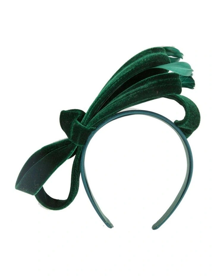 Green velvet bow racing fascinator by Max Alexander J446GRN image 3