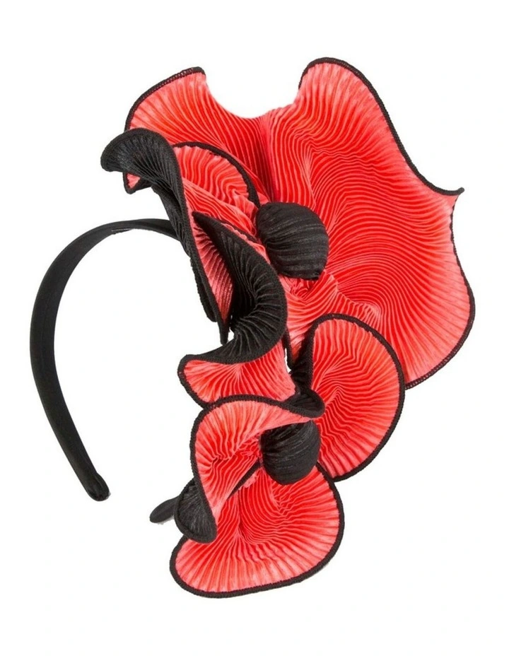 Coral & black racing fascinator by Max Alexander J442CRB image 1