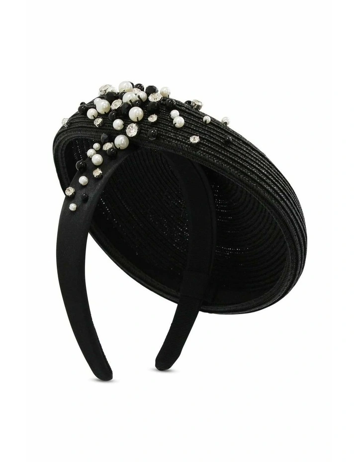 Zora Beret Fascinator in Black image 3