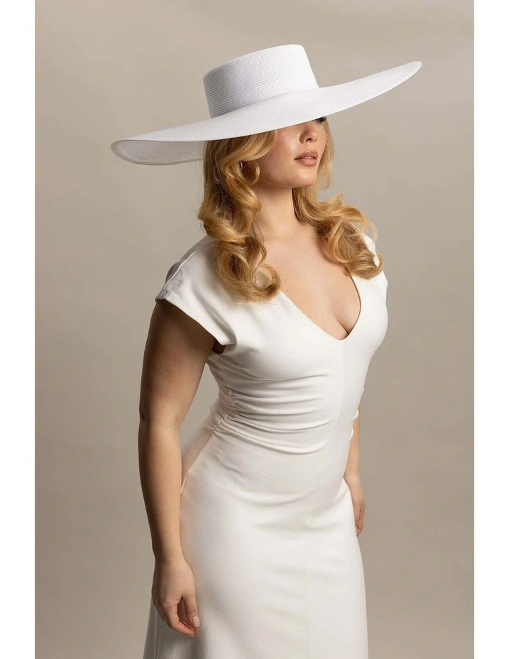 Savannah Racewear Wide-Brim Boater in White image 4