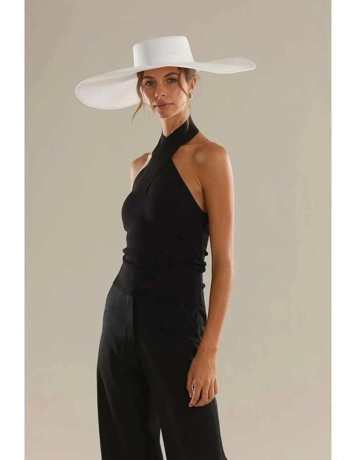 Savannah Racewear Wide-Brim Boater in White image 5