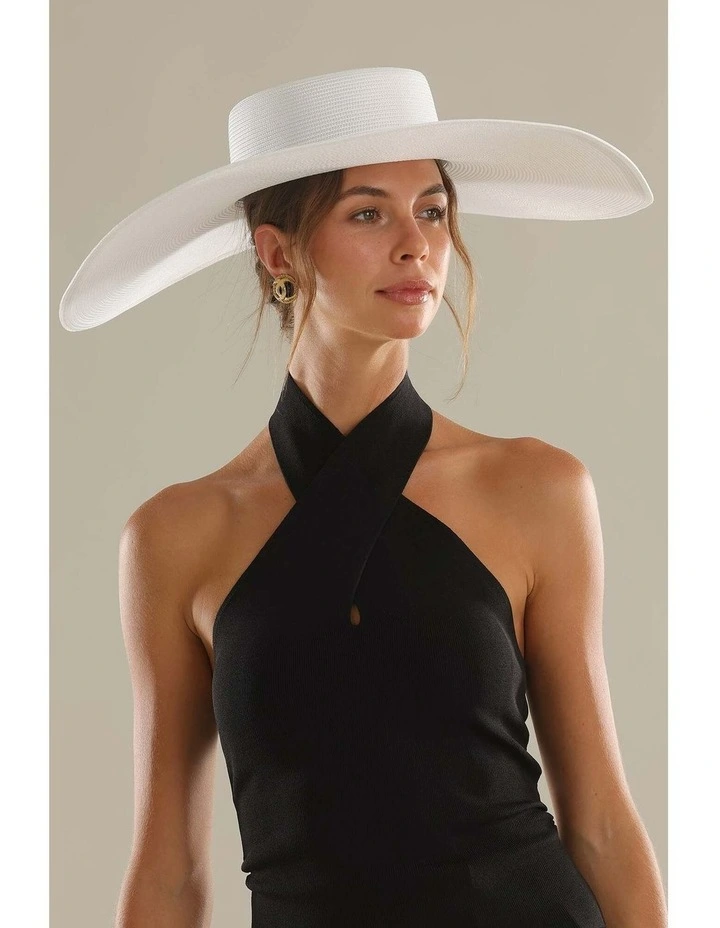 Savannah Racewear Wide-Brim Boater in White image 6