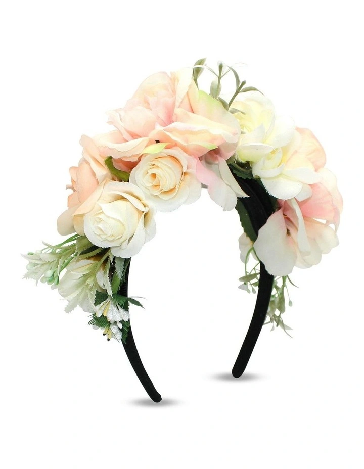 Giulia Flower Crown in White with Pink & Green image 2