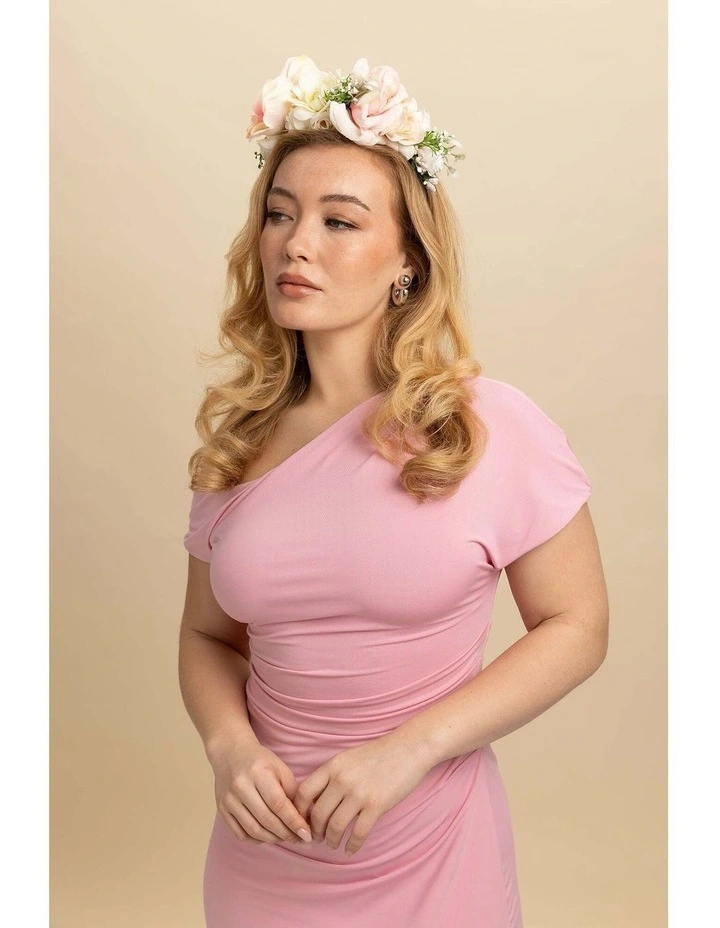 Giulia Flower Crown in White with Pink & Green image 4
