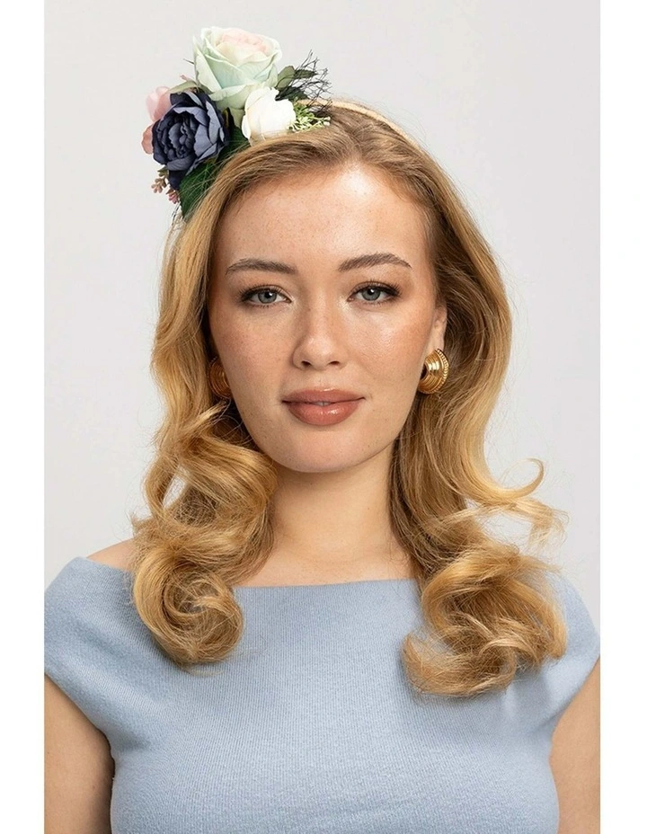 Claudia Flower Crown Headband in Blue image 2