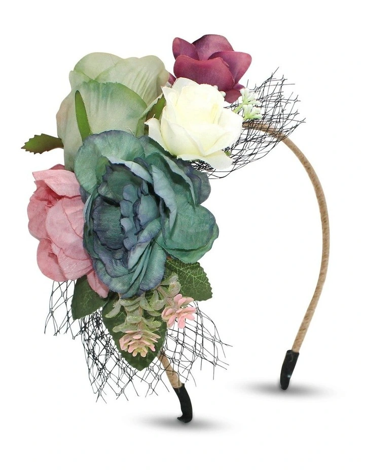Claudia Flower Crown Headband in Blue image 3