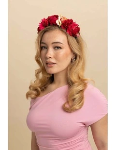 Adelina Flower Crown in Red