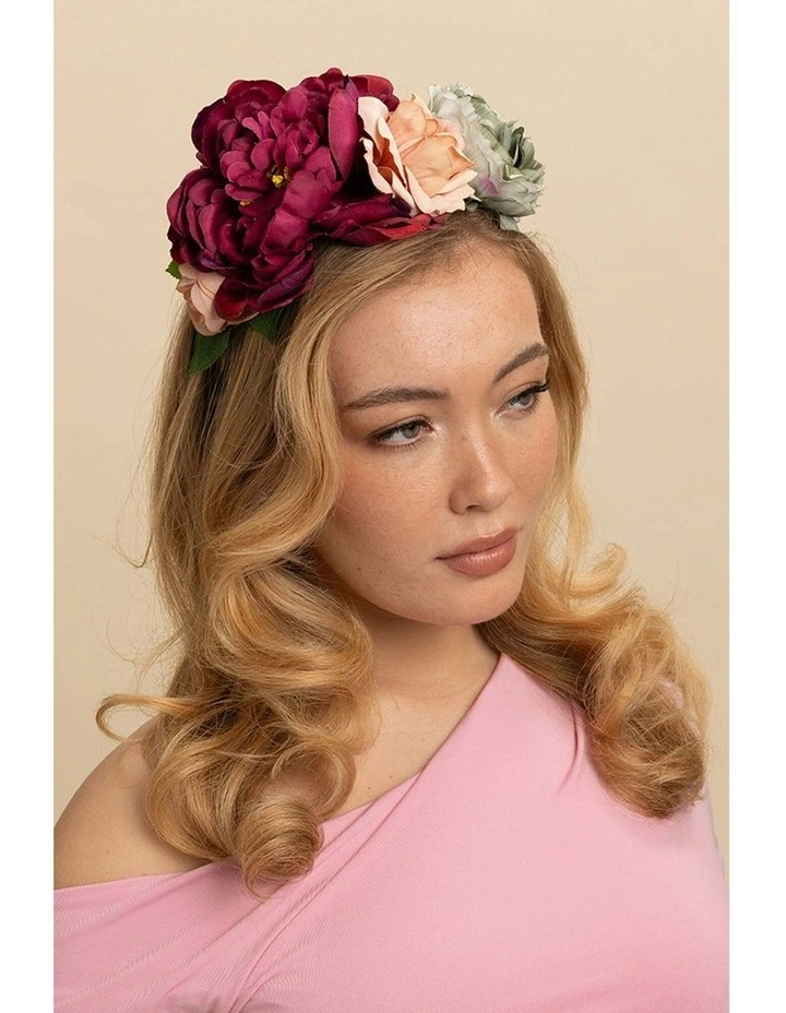 Rina Flower Crown in Purple Red image 1