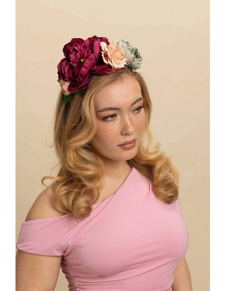 Rina Flower Crown in Purple Red image 5