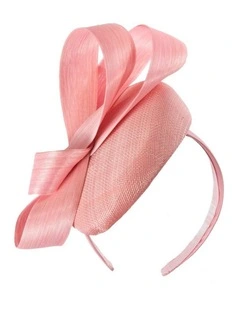 Pink Pillbox Fascinator with Silk Abaca Bow by Fillies Collection S348PI