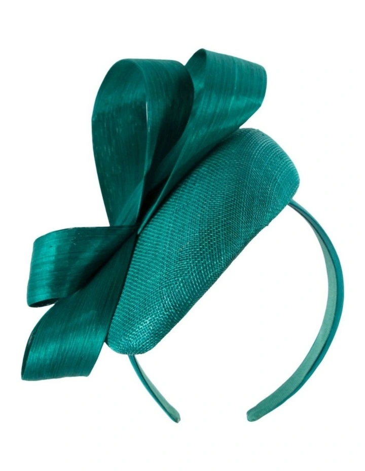 Teal Pillbox Fascinator with Silk Abaca Bow by Fillies Collection S348TE image 1
