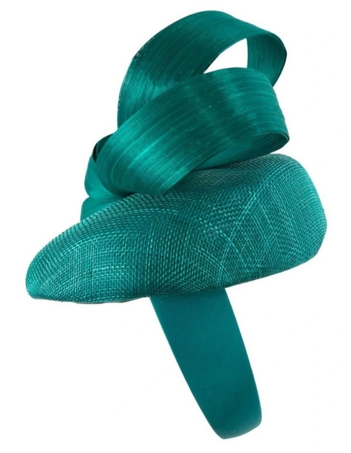 Teal Pillbox Fascinator with Silk Abaca Bow by Fillies Collection S348TE image 2