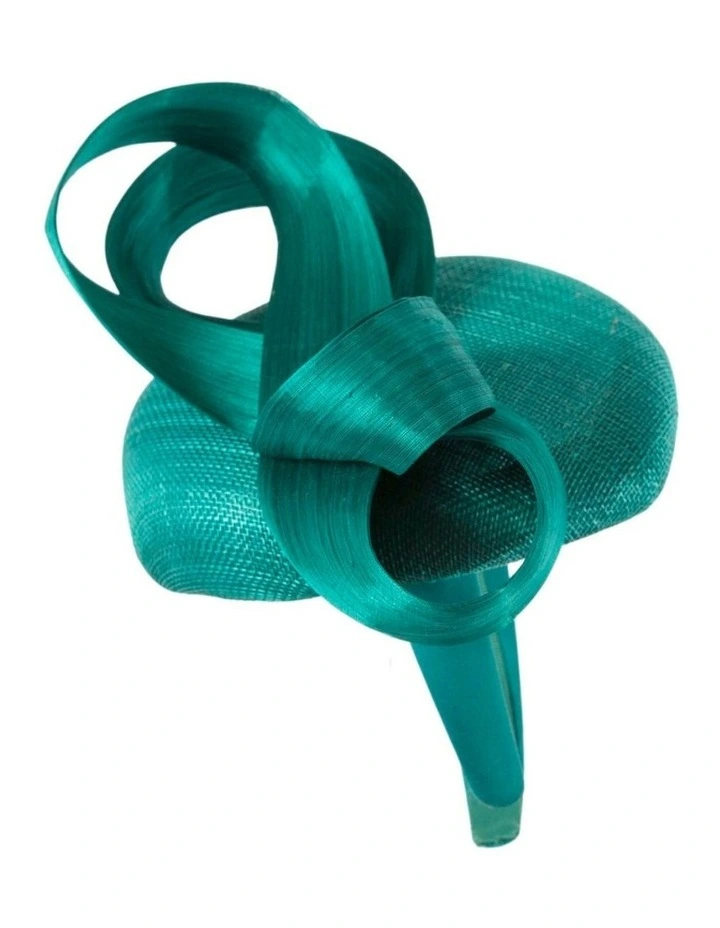Teal Pillbox Fascinator with Silk Abaca Bow by Fillies Collection S348TE image 3