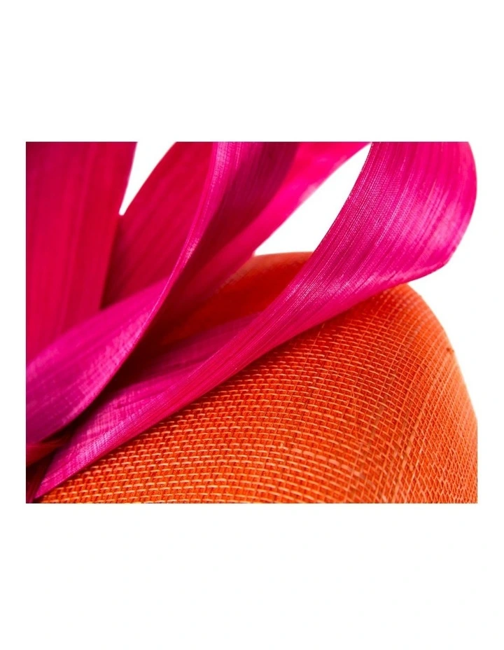 Orange & Fuchsia Pillbox Fascinator with Silk Abaca Bow by Fillies Collection S348ORF image 4