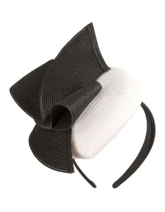 White & Black pillbox fascinator by Fillies Collection S324WB