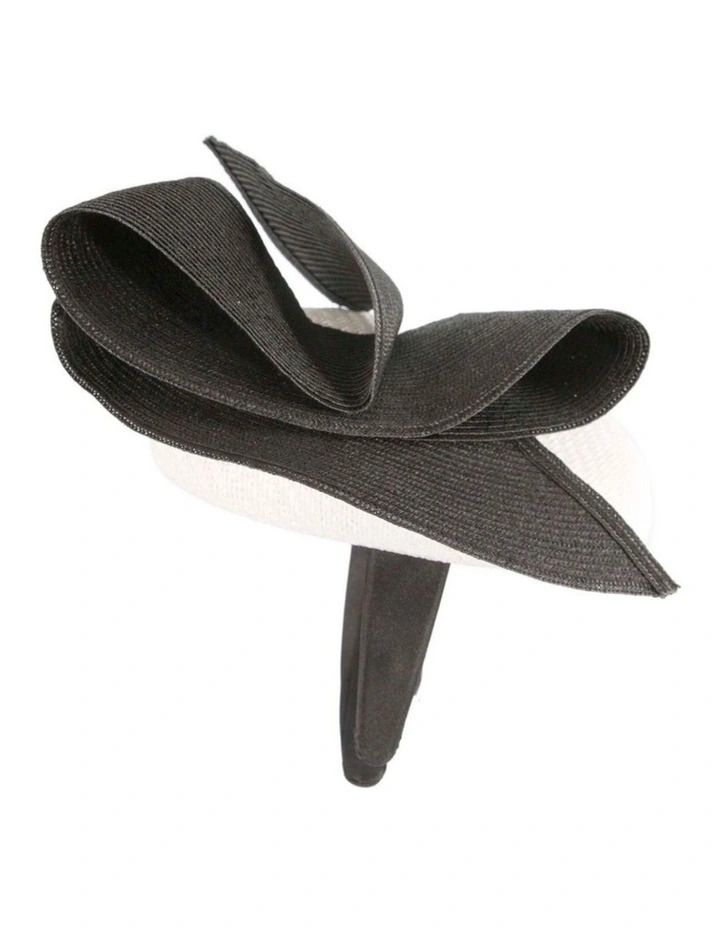 White & Black pillbox fascinator by Fillies Collection S324WB image 2
