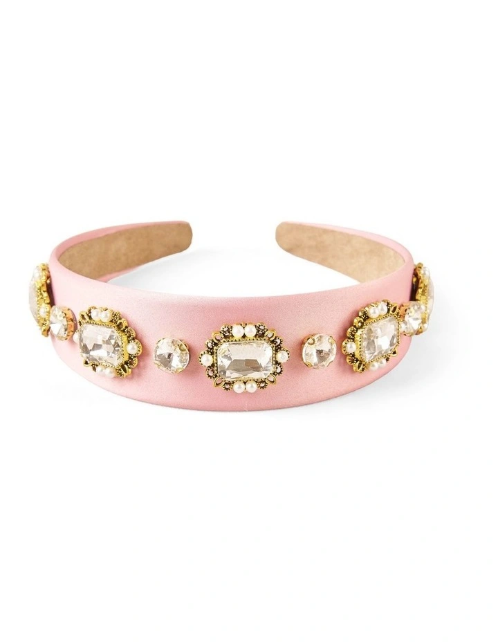 Jewelled Satin Headband - Light Pink image 1