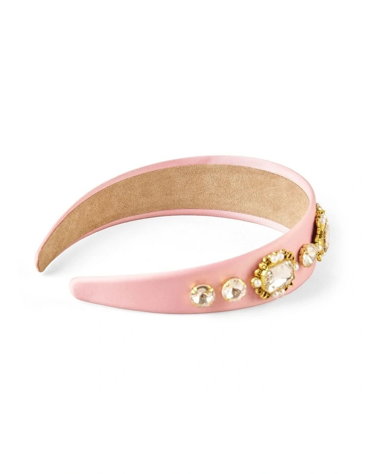 Jewelled Satin Headband - Light Pink image 2