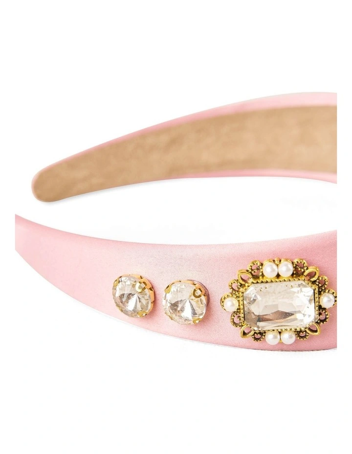 Jewelled Satin Headband - Light Pink image 3