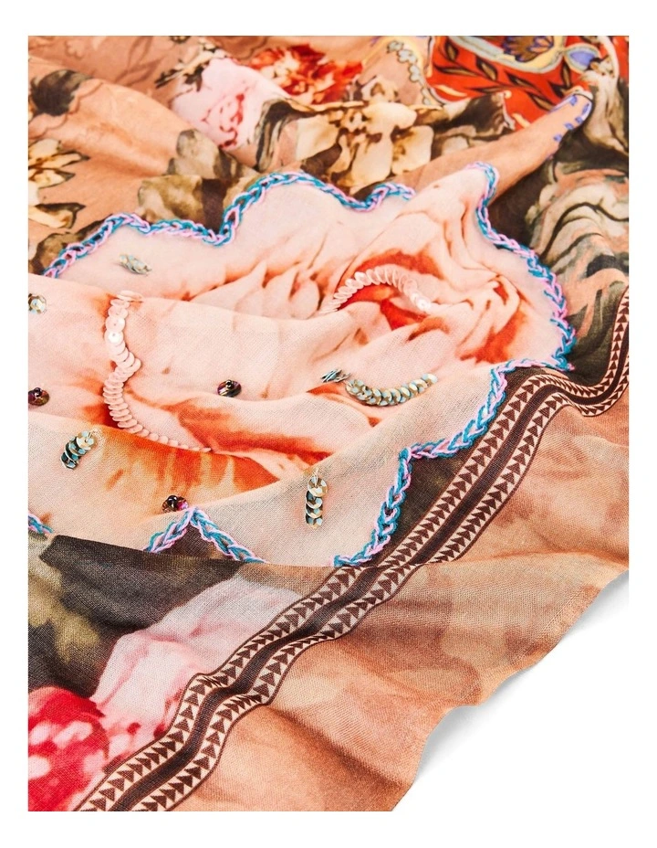 Embellished Roses Scarf - Multi image 3