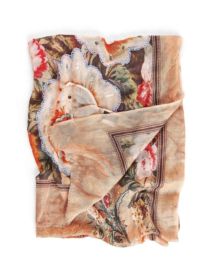 Embellished Roses Scarf - Multi image 4