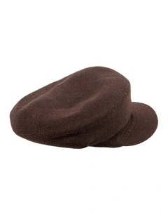 Chocolate Wool Blend Knitted Baker Boy Cap  Made in Europe JR022BR