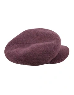 Plum Wool Blend Knitted Baker Boy Cap  Made in Europe JR022PL