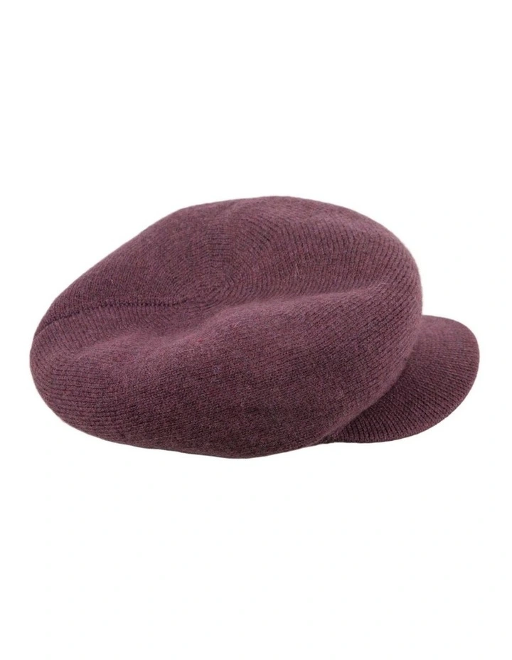 Plum Wool Blend Knitted Baker Boy Cap  Made in Europe JR022PL image 1