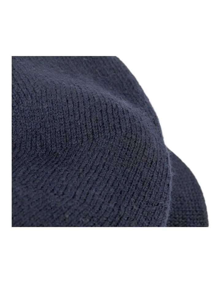 Navy Wool Blend Knitted Baker Boy Cap Made in Europe JR022N image 2