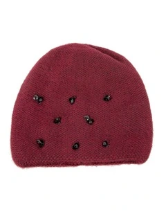 Warm European made woven burgundy beanie JR009BU