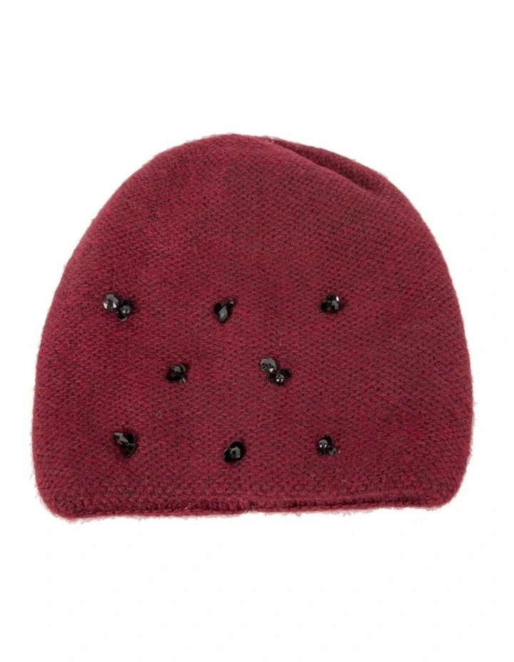 Warm European made woven burgundy beanie JR009BU image 1