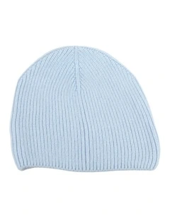 Light Blue Angora Blend Ribbed Beanie  Made in Europe JR019LBL