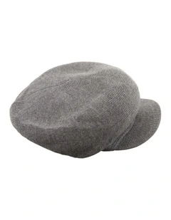 Light Grey Wool Blend Knitted Baker Boy Cap  Made in Europe JR022LG