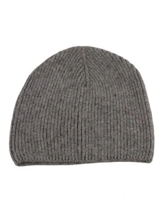 Charcoal Angora Blend Ribbed Beanie  Made in Europe JR019CH