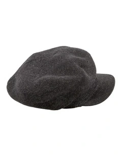 Charcoal Wool Blend Knitted Baker Boy Cap  Made in Europe JR022CH