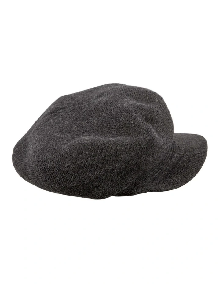 Charcoal Wool Blend Knitted Baker Boy Cap Made in Europe JR022CH image 1