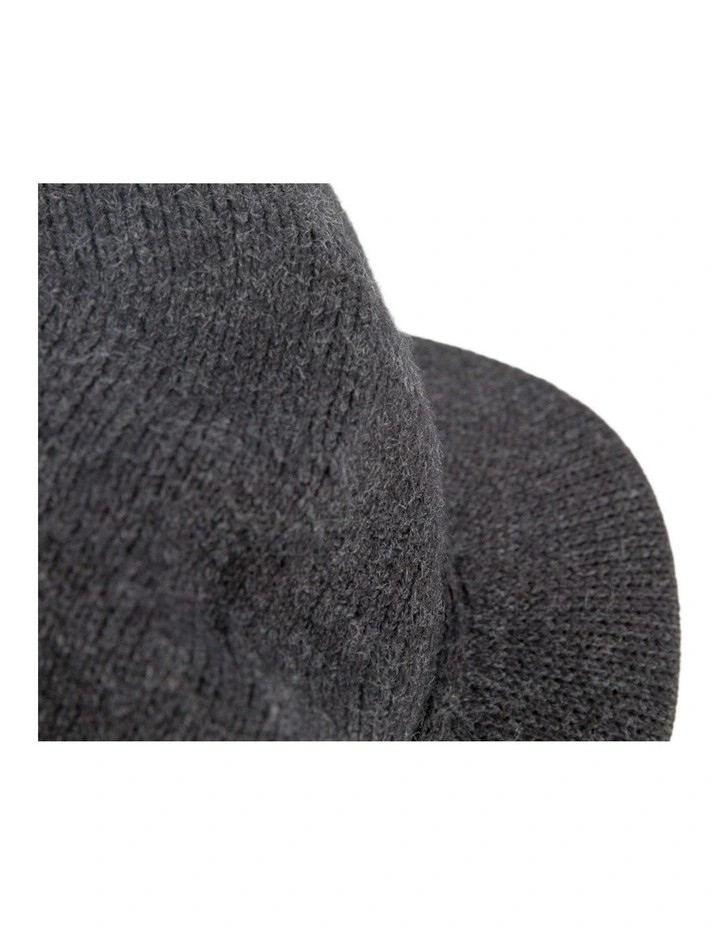 Charcoal Wool Blend Knitted Baker Boy Cap Made in Europe JR022CH image 2