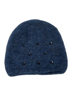 Warm European made woven navy beanie JR009N