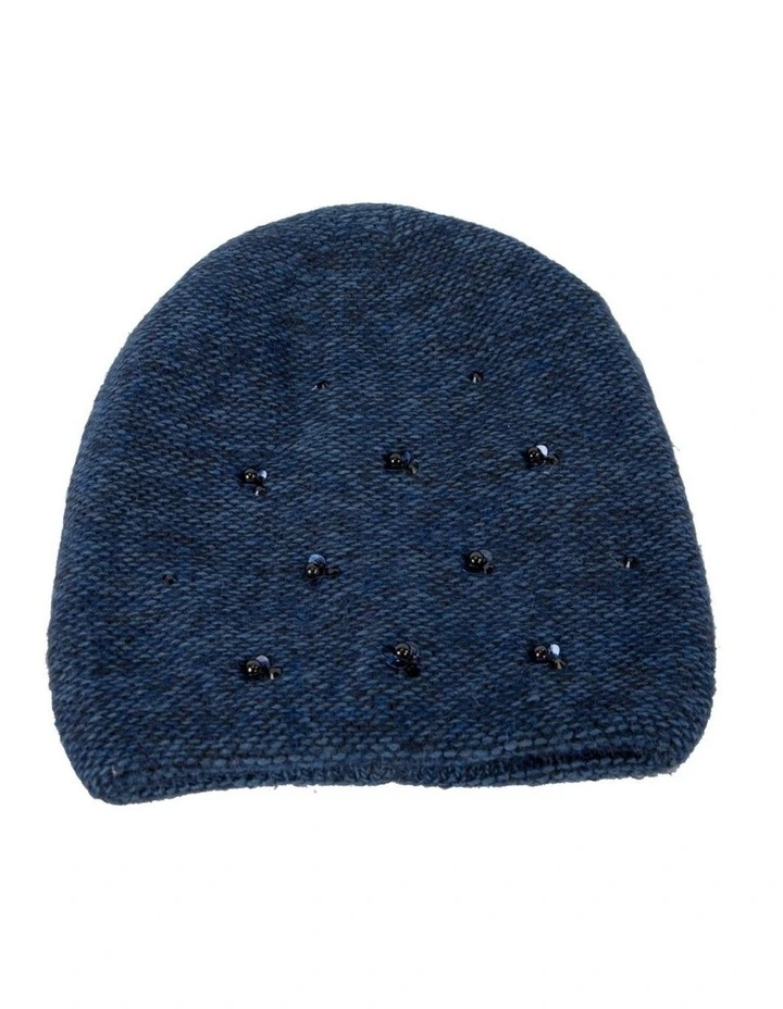 Warm European made woven navy beanie JR009N image 1