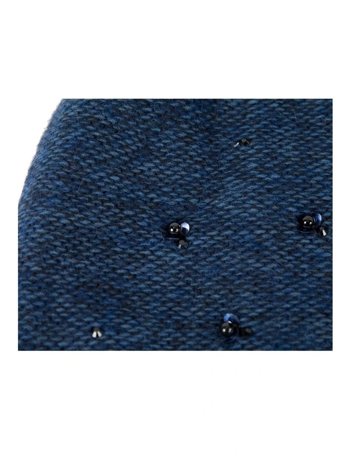 Warm European made woven navy beanie JR009N image 2