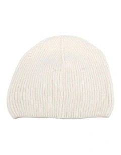 Cream Angora Blend Ribbed Beanie  Made in Europe JR019C