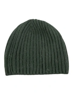 Green Angora Blend Ribbed Beanie  Made in Europe JR020GRN