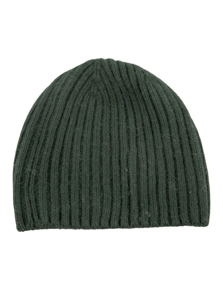 Green Angora Blend Ribbed Beanie Made in Europe JR020GRN image 1