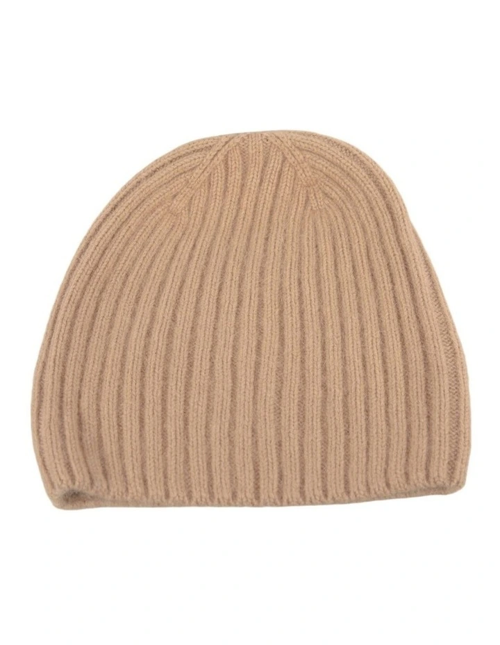 Beige Angora Blend Ribbed Beanie Made in Europe JR020BE image 1