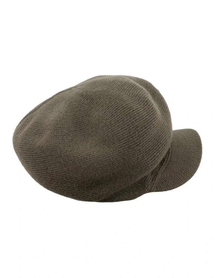 Olive Wool Blend Knitted Baker Boy Cap Made in Europe JR022OL image 1