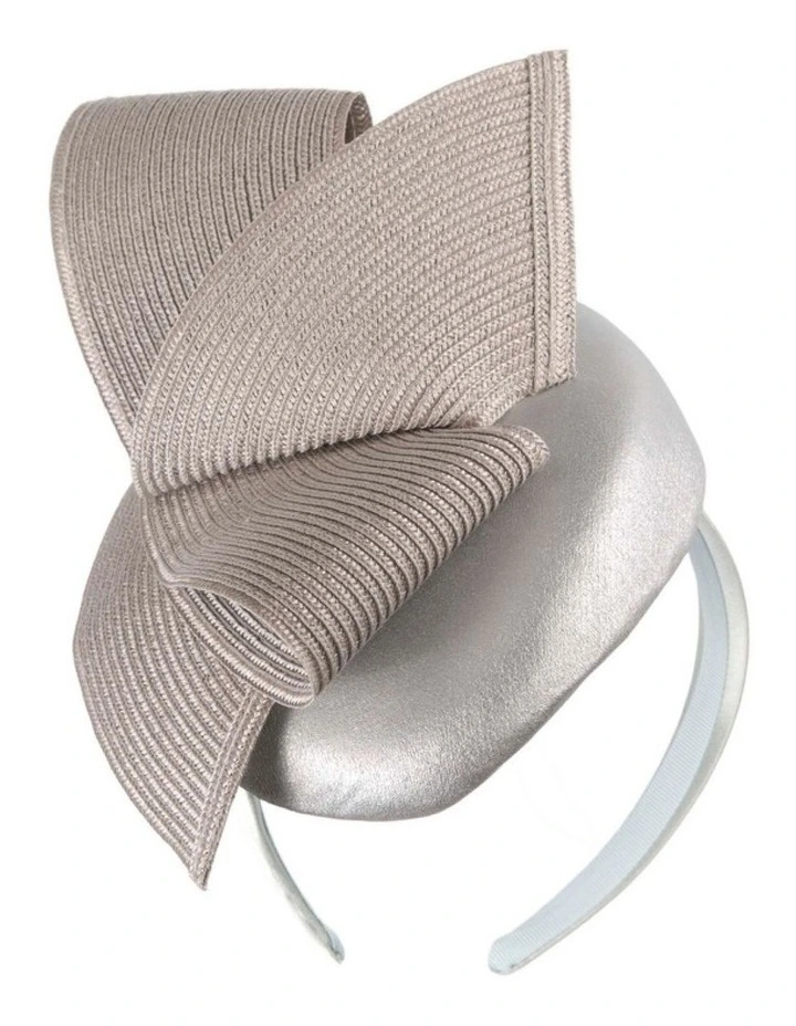 Silver leather pillbox fascinator by Fillies Collection S329S image 1